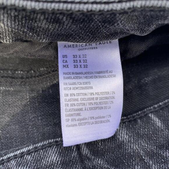 American Eagle Mens Airflex 360 Medium Wash Distressed Black Jeans W33 L32​​​ - Picture 4 of 11